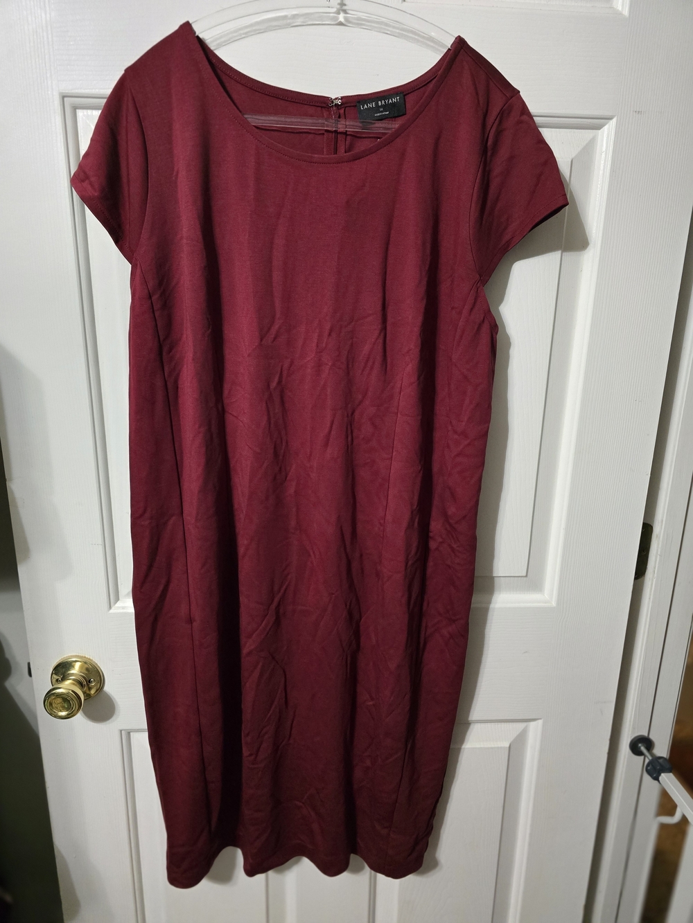 Lane Bryant Maroon Short-Sleeve Midi Dress